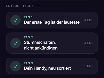 90-Tage-Plan von Zero Contact, um schneller über eine Trennung hinwegzukommen, mit kurzen täglichen Lektionen