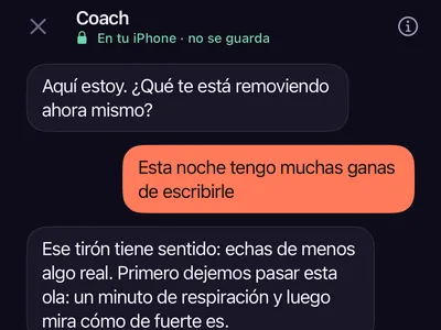 Chat del coach con IA de Zero Contact respondiendo a alguien que quiere escribir a su ex esta noche