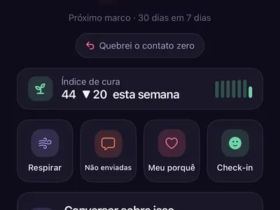 App Zero Contact contando uma sequência de contato zero de 23 dias, 2 horas e 14 minutos