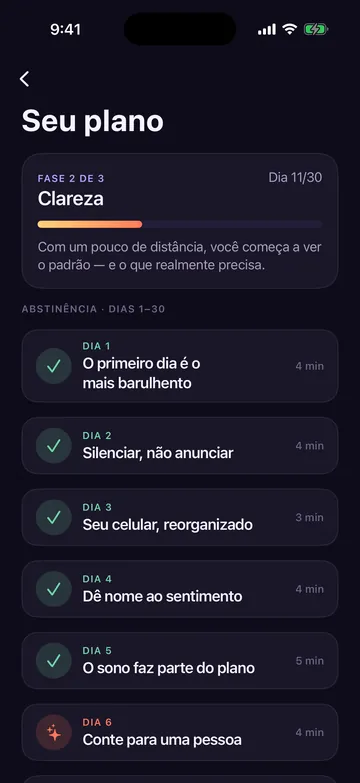 Plano de 90 dias do Zero Contact na fase dois, Clareza, com uma lista de lições diárias curtas